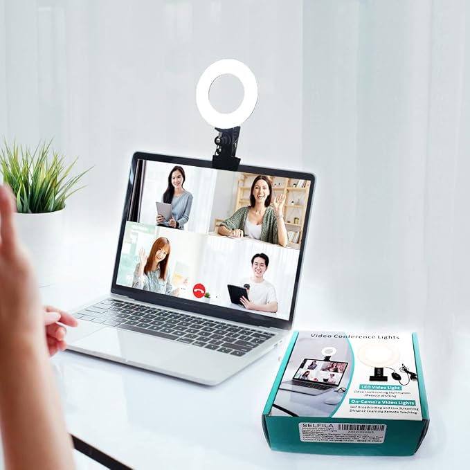Ring Light 5 Inch USB Portable, 3200K-6500K Dimmable LED Clip on for Laptop Computer Monitor Phone, Content Creator Makeup Conference Selfie Video (Black) by SELFILATechnology