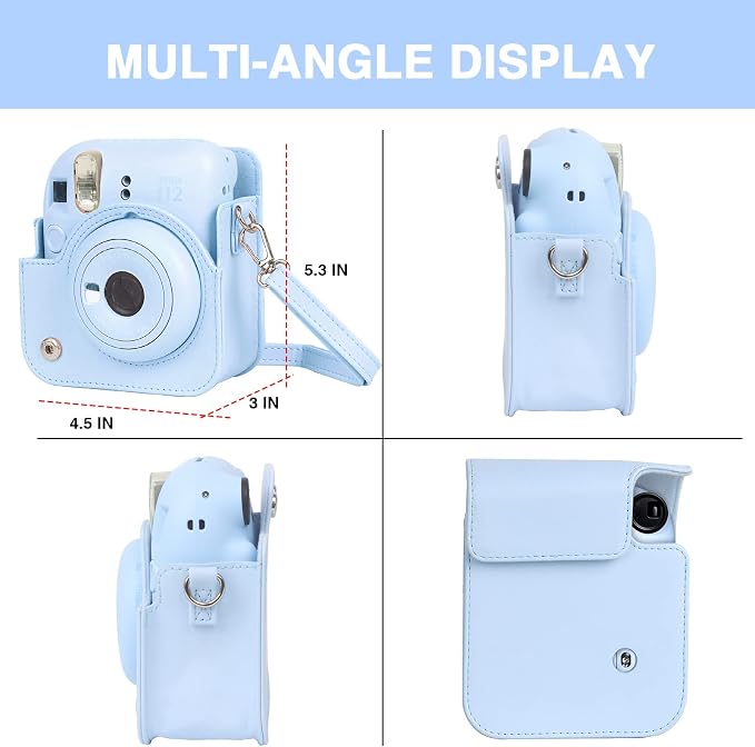 CAIYOULE Camera Case for Fujifilm Instax Mini 12 Instant Film Camera | Protective Camera Case, Camera Crossbody Bag for Fuji Mini 12 with Photo Album, Adjustable Shoulder Strap, Pastel Blue - Image 4