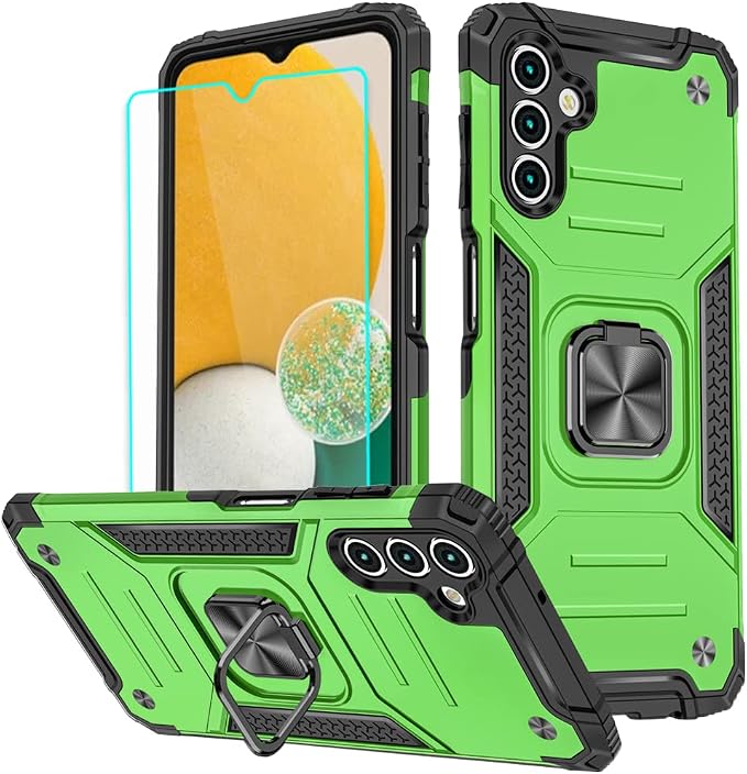 HNHYGETE for Galaxy A13 5G Phone Case with Screen Protector, 360°Military Grade Rotatable Kickstand [Heavy Duty] Protective Cases for Samsung Galaxy A13 5G (Green) by HNHYGETE