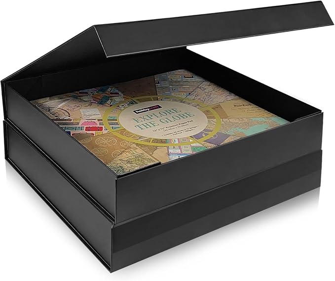 12x12 Scrapbook Storage Box for Scrapbooks, Papers and Supplies, Odor Free, Solid Black, 2 PCS 2 Pack - Image 2