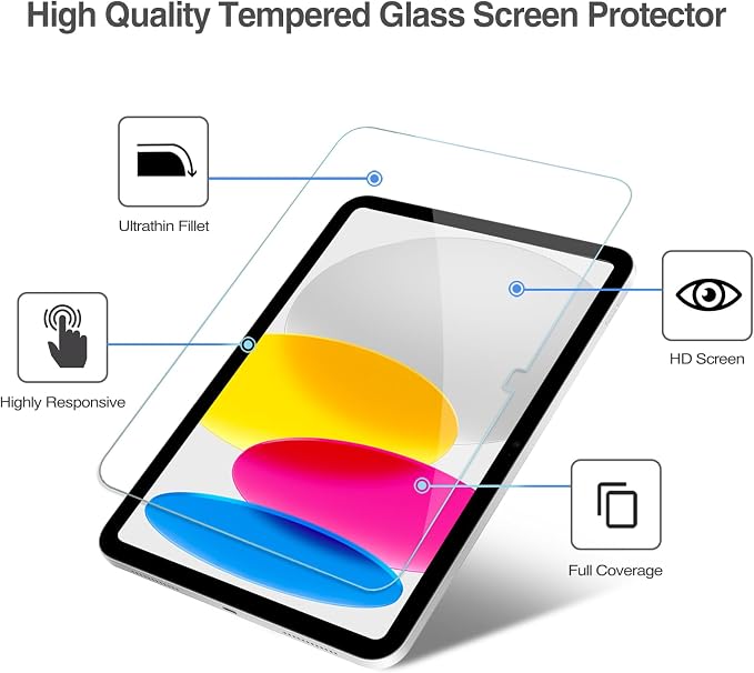 ProCase 2 Pcs Screen Protector for iPad A16 10th with Camera Lens Protector | Tempered Glass for 11" iPad 2025 11th & 10.9 10th Generation -Silver - Image 5
