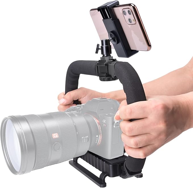 3-Shoe DSLR/Action Camera/Camcorder/Phone Stabilizer Expansion Cage Mount | Moviemaking Holder Rig YouTube Tiktok Vlogging Video Kit Compatible with GoPro Canon Nikon Sony iPhone Android - Image 7
