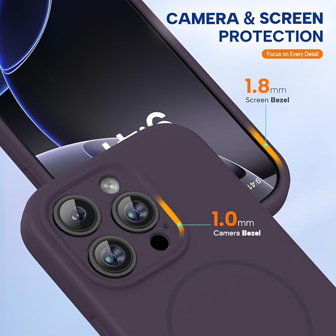 miracase Magnetic for iPhone 16 Pro Max Case, [Soft Anti-Scratch Microfiber Lining], Compatible with MagSafe, Liquid Silicone Case Shockproof Drop Protection Phone Case for 16 ProMax, Dark Purple - Image 9