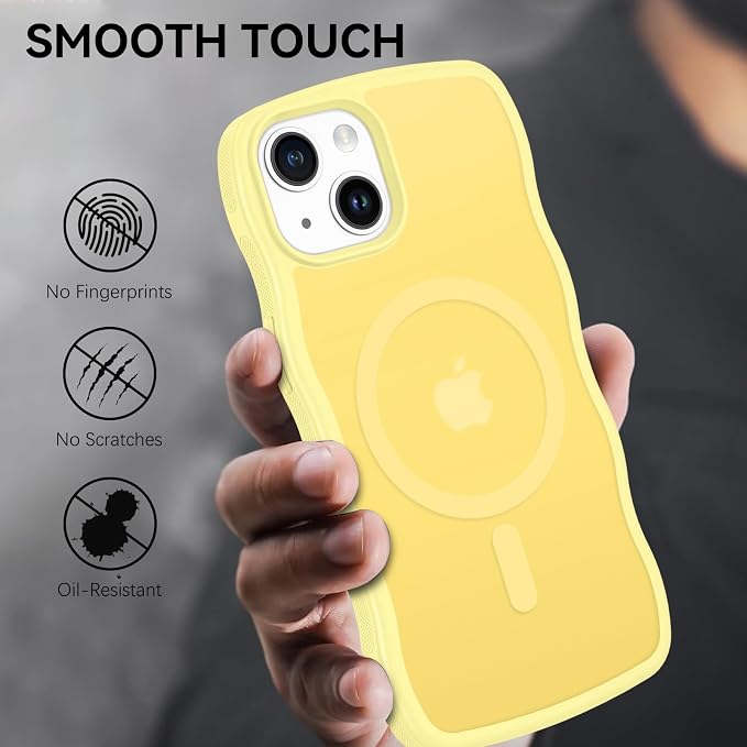 BENTOBEN Magnetic for iPhone 15 Plus/14 Plus Case,Cute Wavy Frame [Compatible with MagSafe] Translucent Matte Women Girls Boys Men Cute Shockproof Protective Cover for iPhone 14 Plus/15 Plus,Yellow - Image 8