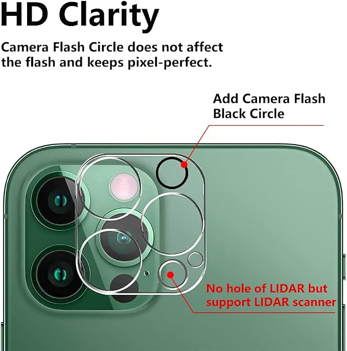 3PCS Rear Back Camera Lens Protector Tempered Glass for iPhone 13 Pro/13 Pro Max - HD Clear Full Coverage Guard - Image 2