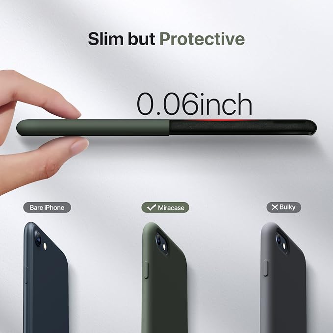 Miracase Silicone for iPhone SE 2022/SE 2020/7/8 Case,Dark Green | Ultra Slim Cover with Screen Protector, Soft Microfiber Lining, Multi-Color Premium Silicone Shockproof Phone Case - Image 5