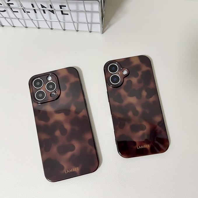 Cute Phone Case for iPhone 15 Pro Case Cheetah Leopard Print | Amber Tortoiseshell Pattern,Full Camera Protective,Slim Shockproof TPU,Aesthetic Girly Glossy Cover for Women Men-Brown - Image 3