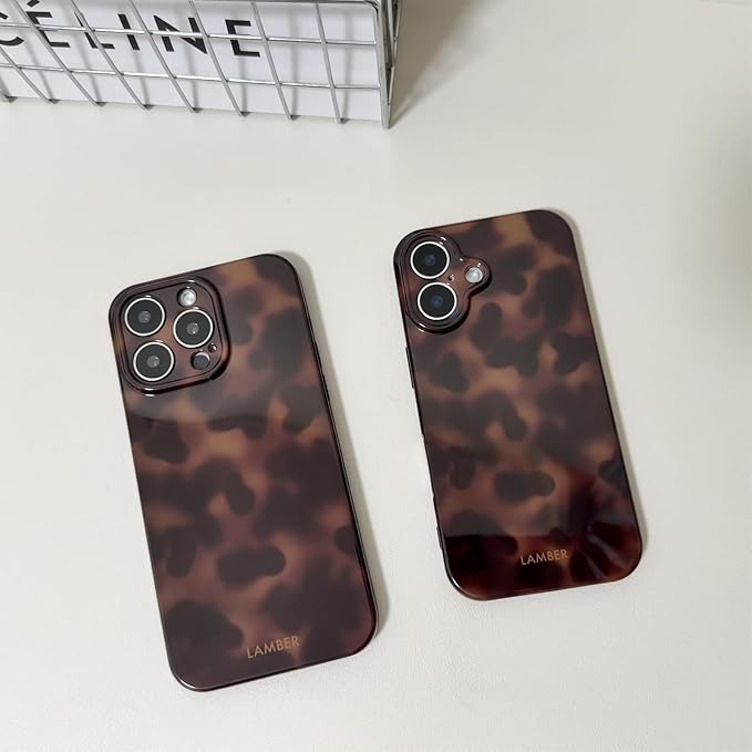 Cute Phone Case for iPhone 14 Pro Case Cheetah Leopard Print | Amber Tortoiseshell Pattern,Full Camera Protective,Slim Shockproof TPU,Aesthetic Girly Glossy Cover for Women Men-Brown - Image 5