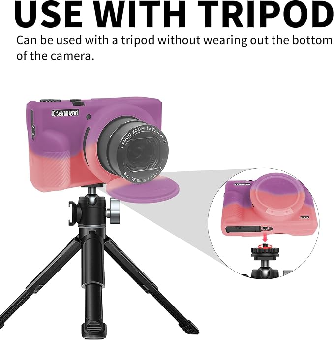 Easy Hood Camera Case Cover for Canon Powershot G7X Mark III (Purple Pink) | With Removable Lens Cover,Soft Silicone Protective Case,Anti-Scratch,Slim Fit,Enhanced Grip,Lightweight Camera Accessories - Image 6