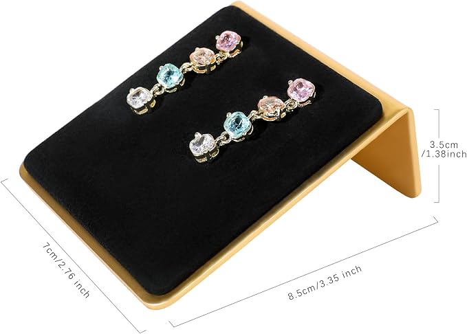Black earring holders for selling, Velvet earring stands Jewelry display, metal gold studs board【Black】 - Image 4