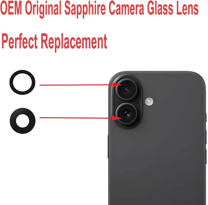 LEAFE for iPhone 16/iPhone 16 Plus Camera Lens Replacement | 2 Set OEM Original Back Rear Camera Lens Glass Replacement Kit for iPhone 16/16 Plus with Pre-Installed Adhesive - Image 5