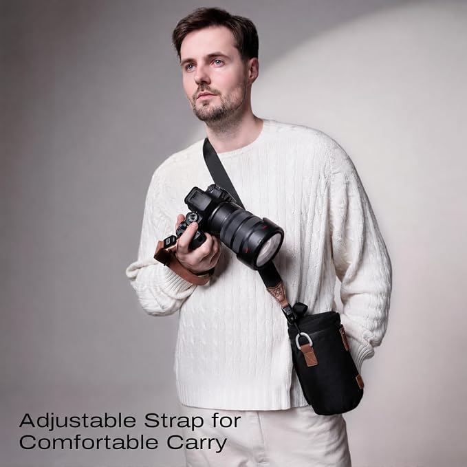 Premium Camera Lens Case with Quick Release Strap, Water Resistant Protective Lens Pouch for DSLR Camera, 2 Size L and M, Compatible for Canon, Nikon, Sony, Pentax, Olympus - Image 8