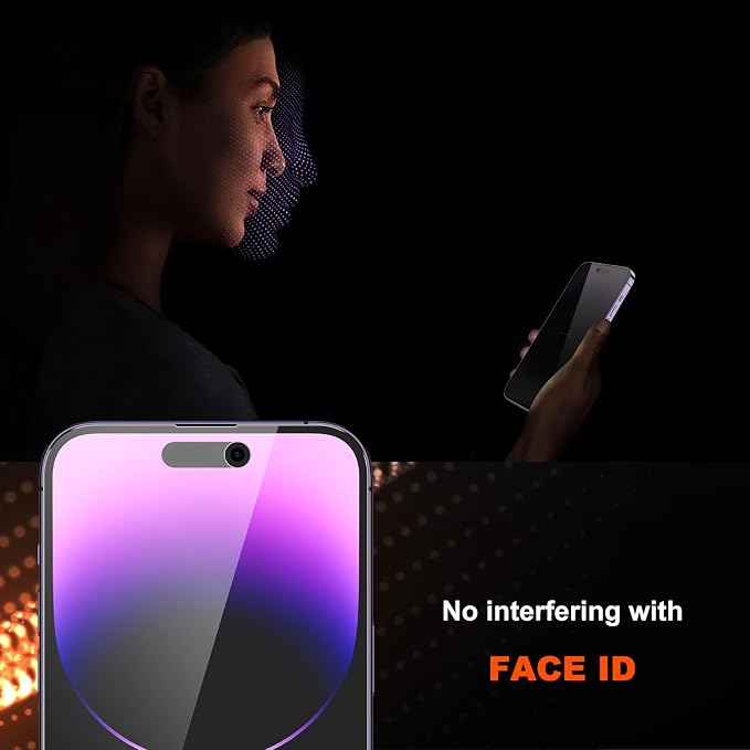 YMHML 2 Pack for iPhone 14 Pro Privacy Screen Protector Tempered Glass, Anti Spy Privacy Screen for iPhone 14 Pro Accessories, Case Friendly Private Film - Image 4