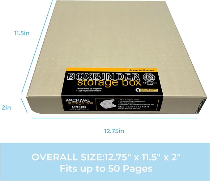 Lineco, Archival Tan 3-Ring Binder Album Box, 12.75x11.5x2 Inch | Acid-Free Photo Box Binder, Unique Design to Store, Preserve, Organize Photos, Art, Crafts, Papers, Documents, Prints - Image 2