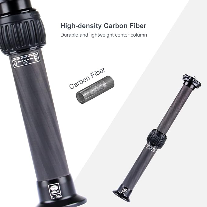 SIRUI SL-200 Carbon Fiber Tripod Extension Pole, Two-Section Center Column Extender for Tripods - Image 4