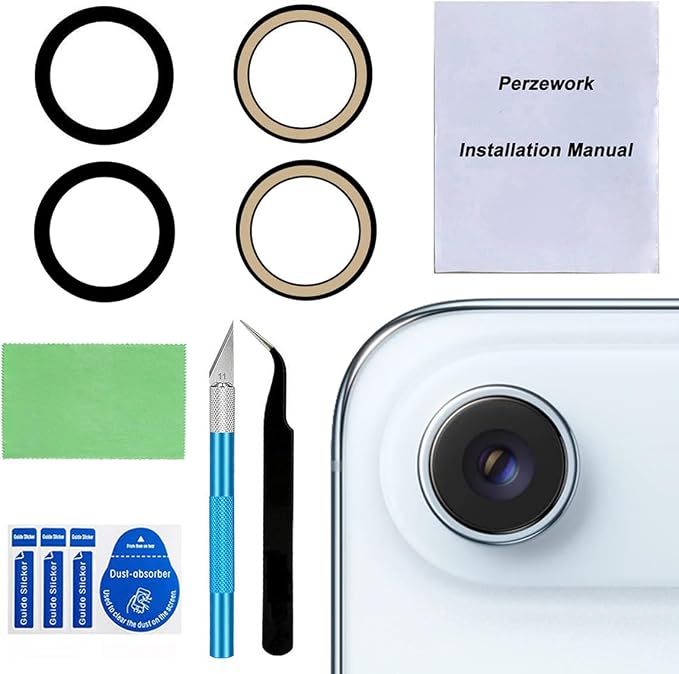 2 Sets OEM Back Rear Camera Lens Glass Replacement Compatible with iPhone Air 6.5 inches with pre-Installed Adhesive and Reparing Toolkit by Perzework