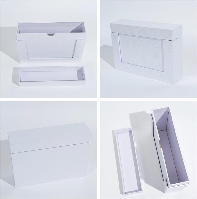Storage Box 5x7, Cardboard Boxes for Small Family & Couple Photos, Gift Boxes, Silver White - Image 5
