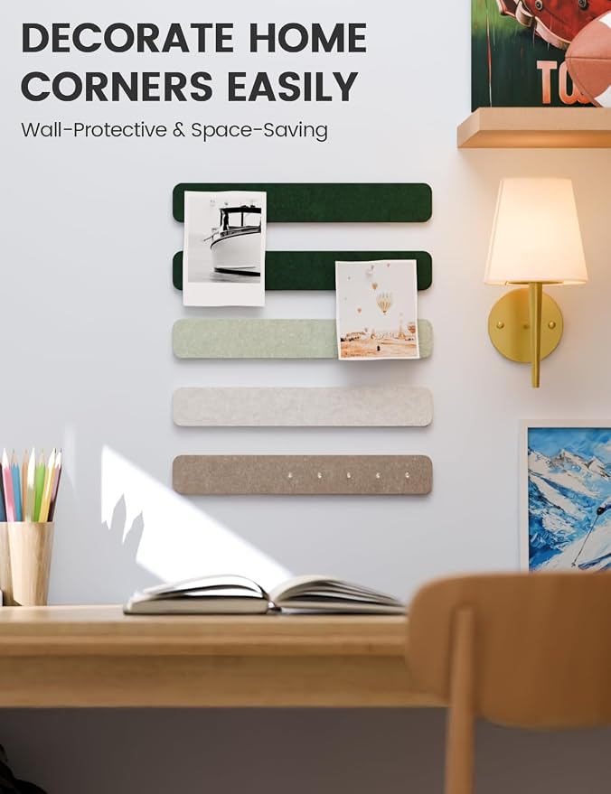 Fluxynara 13" x 2" Felt Wall Panels, Nordic Moss | 5-Pack Includes 35 Push Pins and Adhesive Tabs for Photos, Notes and Decor in Bedroom Doors, Home Office or Studios - Image 4