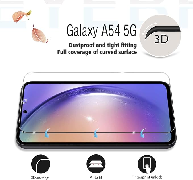 Galaxy A54 HD Clear Tempered Glass Screen Protector + Camera Lens Protectors, [2+2 Pack] [3D Glass] [Anti-Glare] [Bubble-Free] Screen Protector Glass For Samsung Galaxy A54 - Image 3
