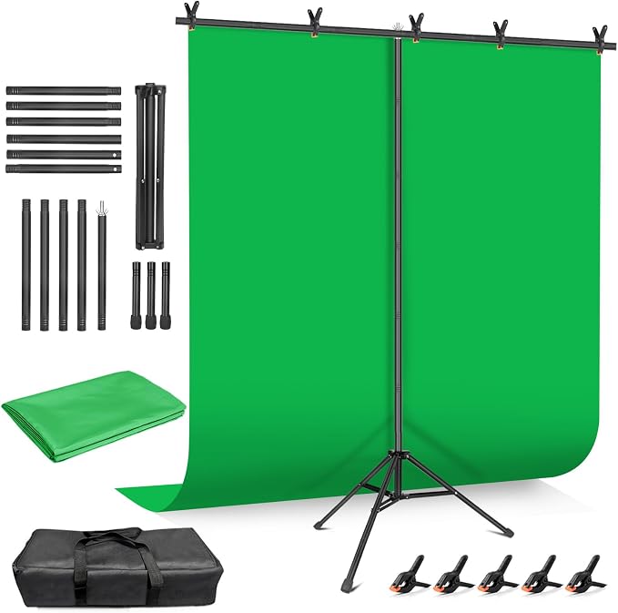 Hemmotop Wider Green Screen Backdrop with Stand, 8x7.5ft Background Kit | Solid Chroma Green, Polyester Cloth, Perfect for Streaming Video Calls Zoom Studio, Ideal for Content Creators, Photography by Hemmotop
