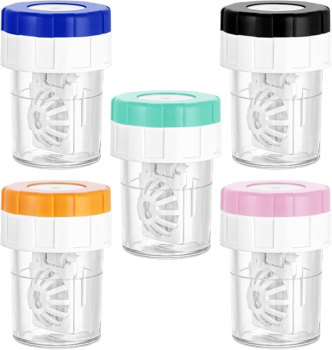Sibba 5 Pieces Manually Contact Lens Washer Cleaner, Lens Cleaning Container for Everyday Use, Contact Lens Cases, Contact Lens Soak Storage Kit for Travel Home by Sibba