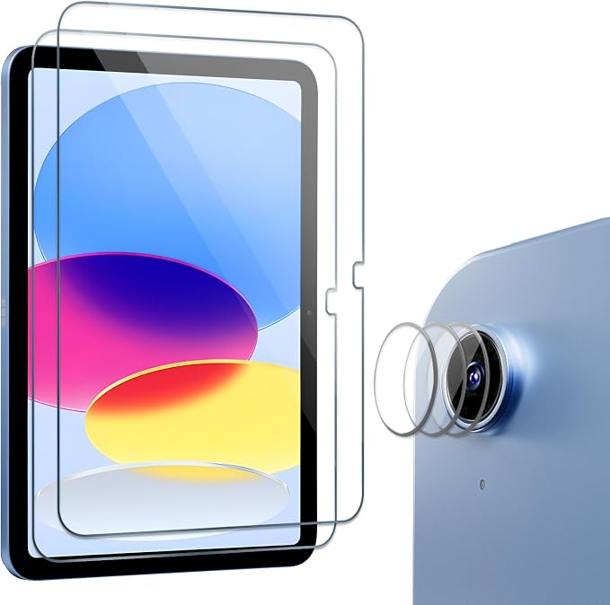 ProCase 3+2 Pack Screen Protector for iPad(A16) 11/10 Gen 11"/10.9" | Protective Tempered Glass Screen & Camera Lens Protector Guard for iPad 11th Gen A16 2025 / 10th Gen 10.9" 2022 by ProCase