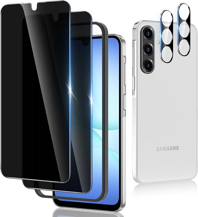 for Samsung Galaxy A17 5G / 4G Privacy Screen Protector Anti-Spy | 2+2 Pack, , 9H Tempered Glass Film, Anti-Scratch, Case Friendly, Easy Installation Bubble Free, with Camera Lens Protector by RXNMH