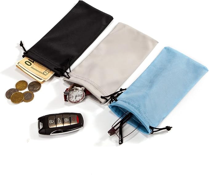 TRIUMPH VISION Glasses Case Soft Eyeglass Case Sunglass Pouch Cloth 3 Pack | Thick Microfiber Pouch Drawstring Pouch Eye Glass Bag Sunglasses Sleeve Storage, Lens Protection Cover,Cleaning Lens Screen - Image 8