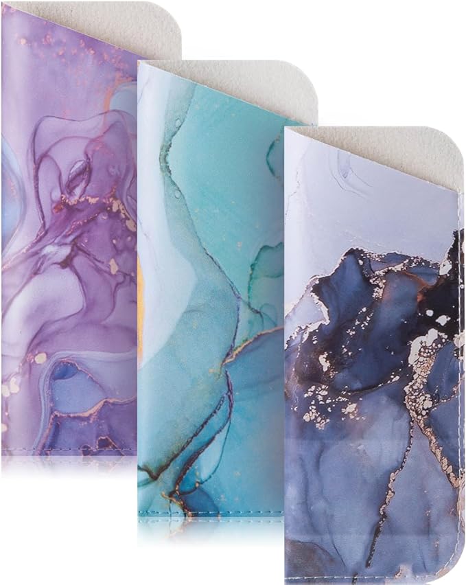 TRIUMPH VISION 3 Pack Reading Glasses Pouch Soft Case Eyeglass Sleeve Slim | Alternative to Bulky Case in bag, Lightweight Lined Padded Protect Optical lens Slip in, Cute Pattern Portable for Daily Use by TRIUMPHVISION