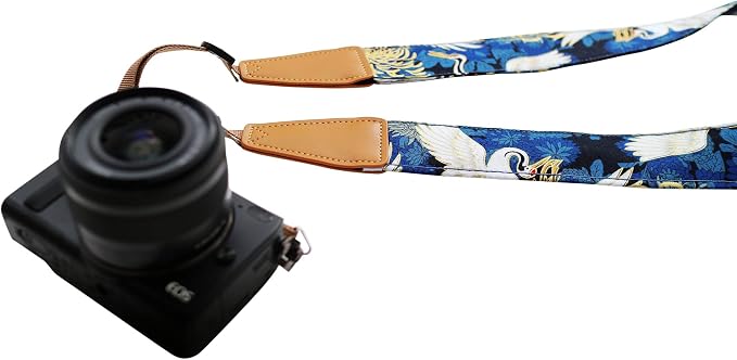 UNIKSTRAP Original Design Personalized Adjustable Camera Strap Chrysanthemum & Crane in Blue, Fit for Canon Nikon Sony Olympus Interchangeable Lens Digital Camera/DSLR etc. - Image 3