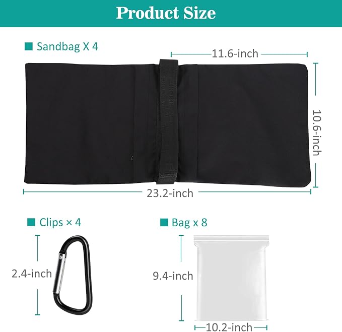 8 Packs Sandbags Weight Bags for Light Stand Photography Video Support | Heavy Duty Saddlebags for Backdrop Stand, Photo Tripod, Canopy, Pop up Tent, Umbrella Base, Fishing Chair, Wedding Shed - Image 2