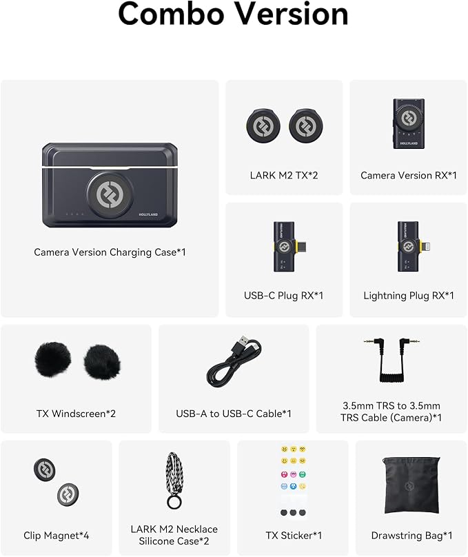 Hollyland Lark M2 Wireless Microphone for iPhone/Camera/Android/PC, 48kHz/24-bit High Fidelity Audio, 300m Range, Noise Cancelling, 40h Use, YouTube, Vlog, Streaming (2TX + 3RX + Charging Case) | Streaming (2TX+3RX+Charging Case), Hours of battery life... - Image 9