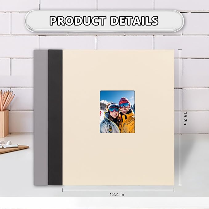 11x14 Photo Album Holds 64 Photos, Linen Cover Art Portfolio 11x14, Photo Album Art Portfolio Folder with Clear Plastic Sleeves for Kids & Artists Artwork Drawing (Beige) - Image 5