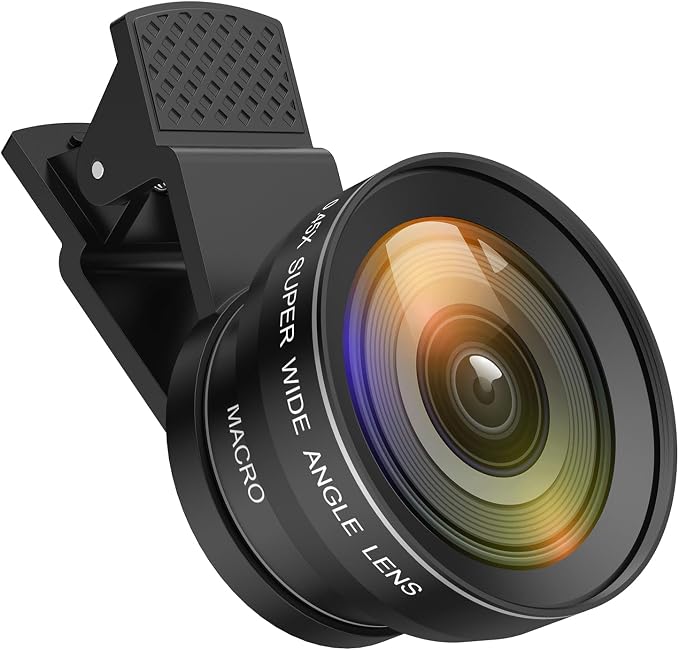 AMIR Phone Camera Lens, 0.45X Wide Angle & 12.5X Macro Lens, 2-in-1 Clip-On | 140° Super Wide Angle, HD Optical Glass, Universal Clip-On for iPhone 16/15/14/13, Samsung Galaxy S & Most Smartphones by AMIR
