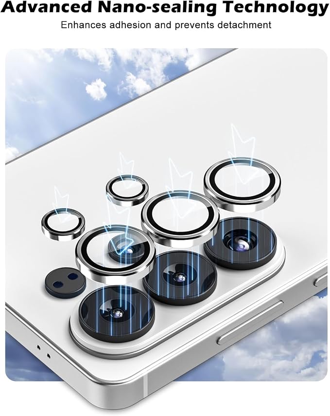 CloudValley for Samsung Galaxy S26 Ultra Camera Lens Protector | 9H Tempered Glass + Aluminum Alloy Lens Protective Ring Ultra-HD Individual Lens Cover,Silver - Image 5