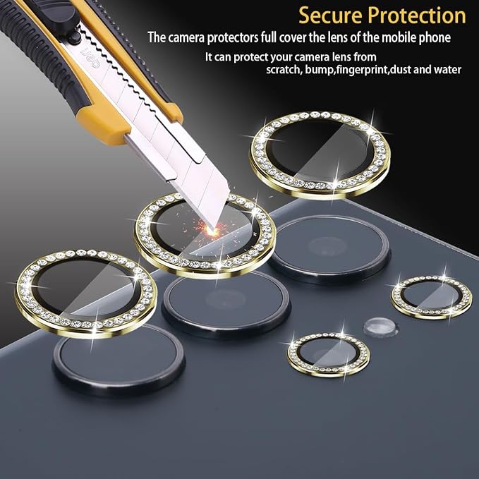 Camera Lens Protector for Samsung Galaxy S24 Ultra, Diamond Gold | Tempered Glass, Auto-align Tray, Easy Installation, Case Friendly, Anti-Scratch, HD Clear, Ultra Slim - Image 3