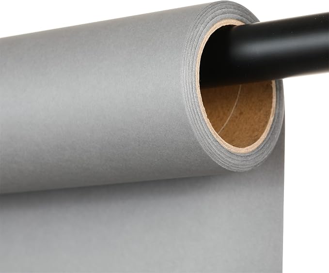 Light Gray Photo Backdrop Paper, Seamless Backdrop 107" x32.8' | Seamless matte backdrop paper with non-reflective surface for portraits, videos, product photos and studio photography. by Unknown