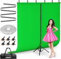 Emart 7x8ft Green Screen Backdrop Kit with T-Shape Stand and 6 Clamps | Reverse folding base for easy storage & transport，perfect for Photography, Photoshoot, Studio Video Recording, Streaming by EMART