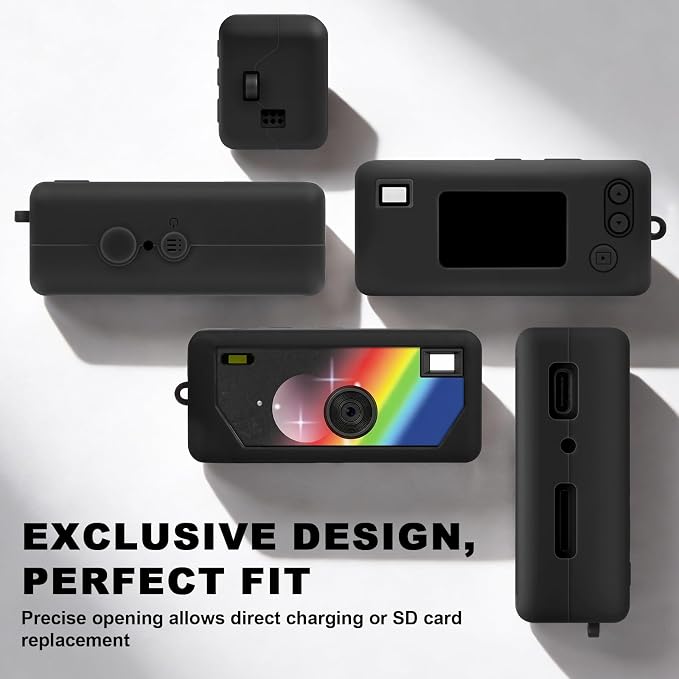 Silicone Case for Kodak CHARMERA Millennium Keychain Mini Digicam Blind Box | Soft Keychain Camera Sleeve, Precise Cutouts, Case-On Charging & SD Card Access, For Collectors & Daily Carry, Black - Image 3