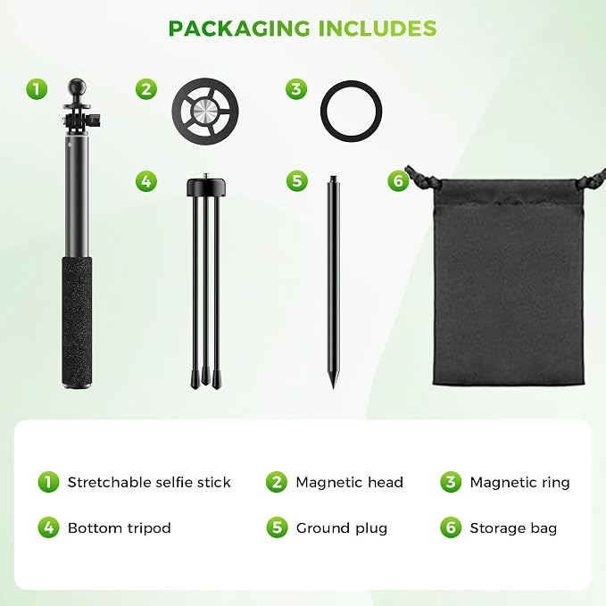 Golf Selfie Stick Tripod & Ground Spike to Record Swing, Phone Mount | Golf spike& tripod, strong magnetic mount, 11.4–47in adjustable pole, 1/4" thread, portable& compact, durable aluminum design - Image 8