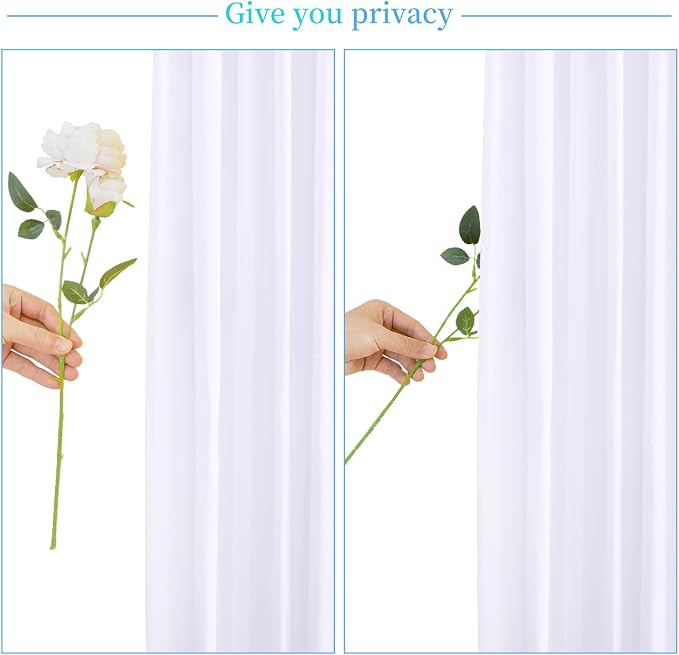 10 Panels White Backdrop Curtain for Parties Wedding Wrinkle Free White Photo Curtains Backdrops Drapes Fabric Decoration for Baby Shower Birthday Party 50ft(W) x 10ft(H) - Image 7