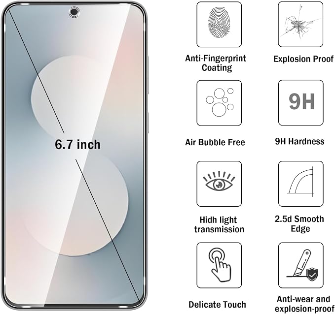 2 Pack Compatible with Samsung Galaxy S25 FE Screen Protector,with Alignment Frame,9H Tempered Glass Film,HD Clear Scratch Resistant,Bubble-Free for Samsung Galaxy S25 FE Screen Protector. - Image 3
