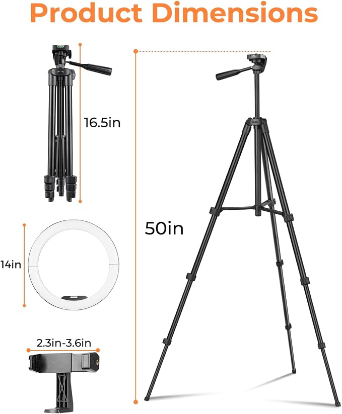 Sensyne 14" Ring Light with Tripod Stand, LED Circle Light with Phone Holder, for Photo Selfie, Video Recording, Zoom Meeting - Image 2