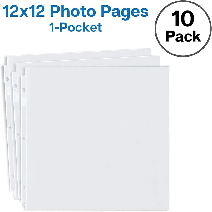 Dunwell 12x12 Scrapbook Refill Pages, 10 Pack for 3-Ring Binders | 10-pack 12x12 scrapbook refill pages fit standard 3-ring scrapbook binders for photos, layouts, and keepsakes. - Image 7
