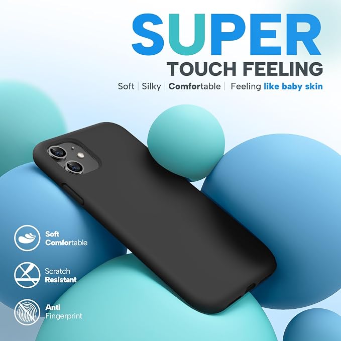 Miracase Silicone for iPhone 11 Phone Case, Black | Soft Anti-Scratch Microfiber Lining, Premium Silicone Cover Shockproof Drop Protection Phone Case for 11 - Image 3