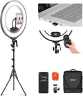 NEEWER 18 Inch Edge Lit Ring Light with Tripod Stand Phone Holder Compatible with iPhone for Video Recording Selfie Makeup Studio Streaming, 45W 2900-7000K APP 2.4G Control Ringlight Lighting, RL45B | Compatible with iPhone, Video Recording Selfie Make... by Neewer