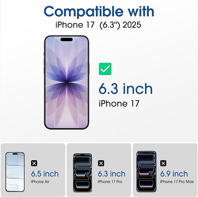 amFilm OneTouch for iPhone 17 Screen Protector 6.3'' Tempered Glass | Auto-Alignment, 30s Install, Bubble Free, Scratch & Drop Protection, HD Clear, Camera Lens Protector, 2+2 Pack (17-6.3'') - Image 2