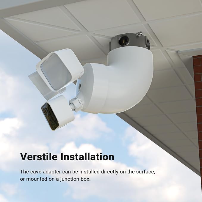 Eave Mount for Ring, Blink and Wyze Floodlight Camera, White | 90° eave adapter, mounts floodlight cam upright like on wall, durable plastic, hardware included - Image 5