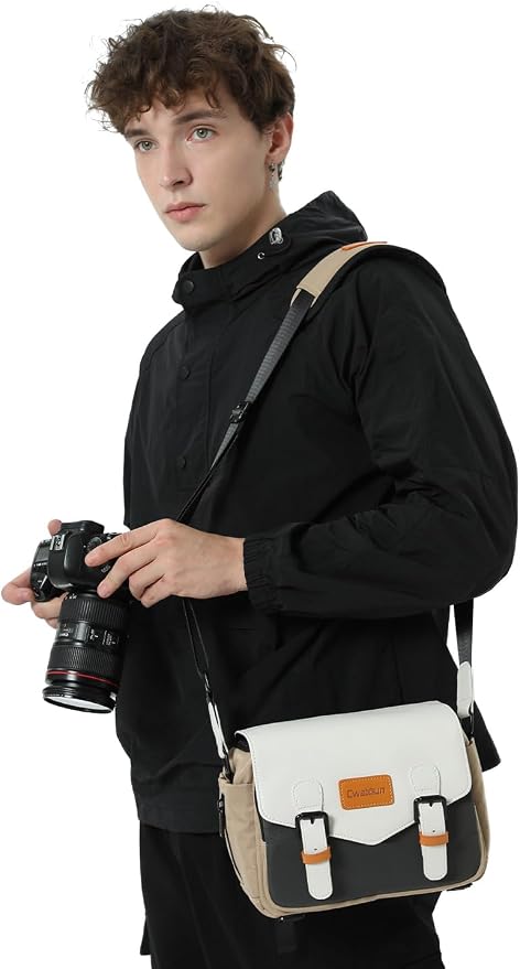 Cwatcun Compact Camera Sling Bag, Small Crossbody Case with Tripod Holder | Camera Messenger Bag, Photography Bag for Canon, Nikon, Sony, Fuji DSLR/SLR/Mirrorless, Lens.Fits 1DSLR+1lens - Image 9
