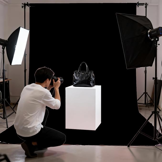 Black Photography Backdrop for Photoshoot, Fabric 6x9ft | Polyester Studio Photo Backgrounds, Non Reflective, Easy to Hang, for Portrait Shoot, Product, Party Decor, Video Creation - Image 4
